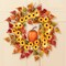Collections Etc LED Lighted Fall Colorful Floral Pumpkin Hanging Wreath